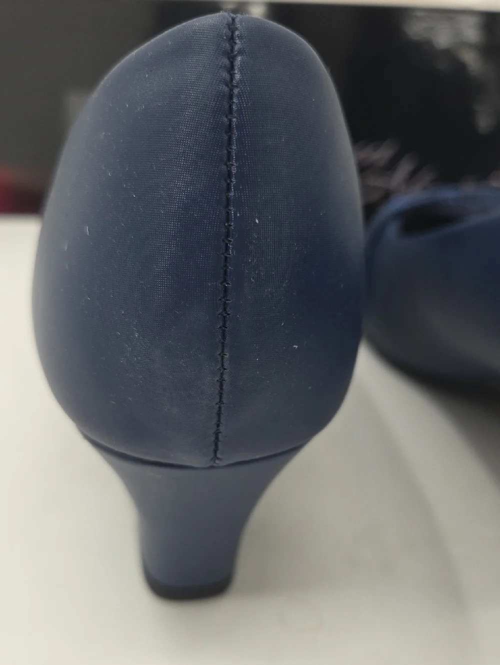 easy street Cristiny Navy Low Block Heel Pump with Glitter Straps